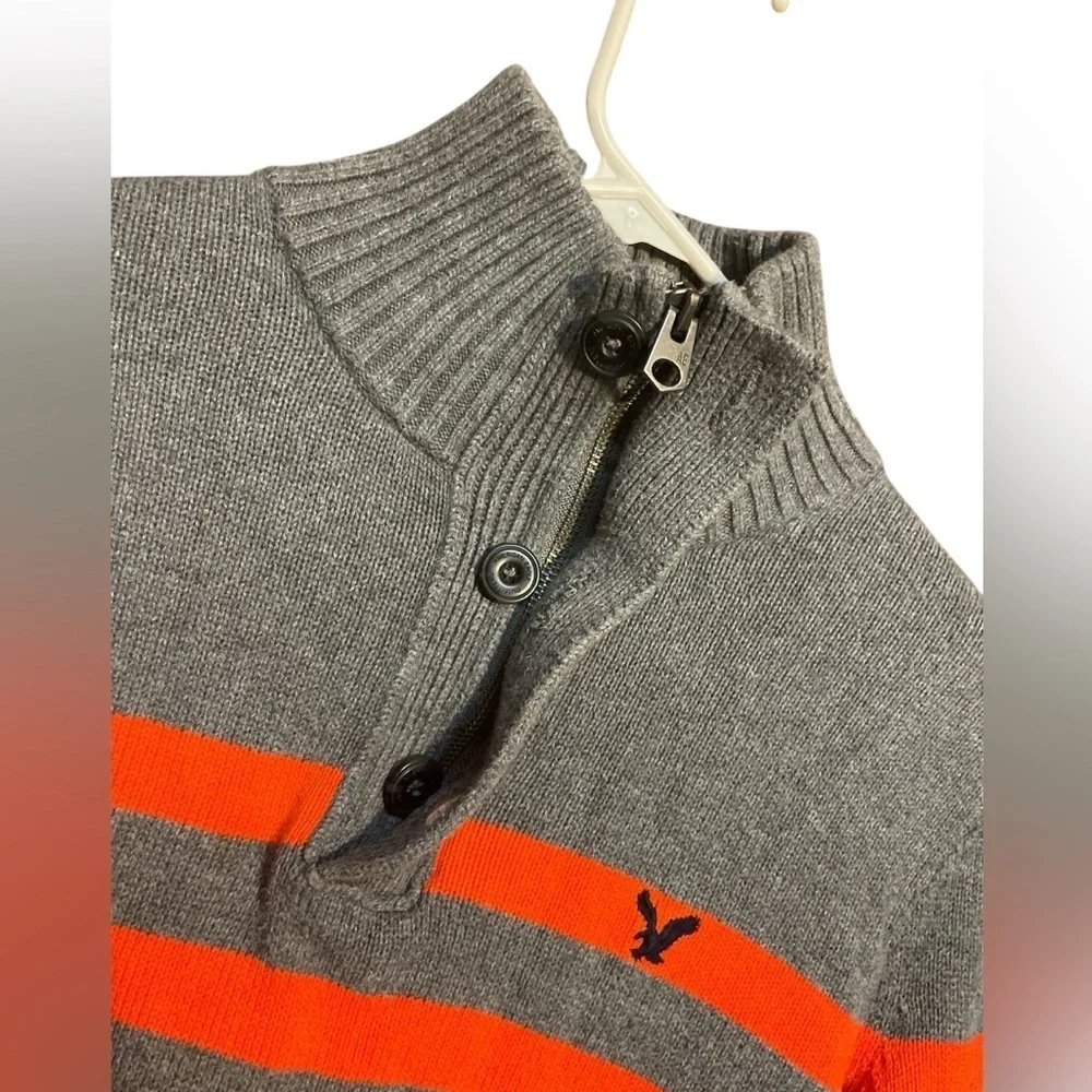 American Eagle Outfitters Gray and Orange Zip Up Sweater